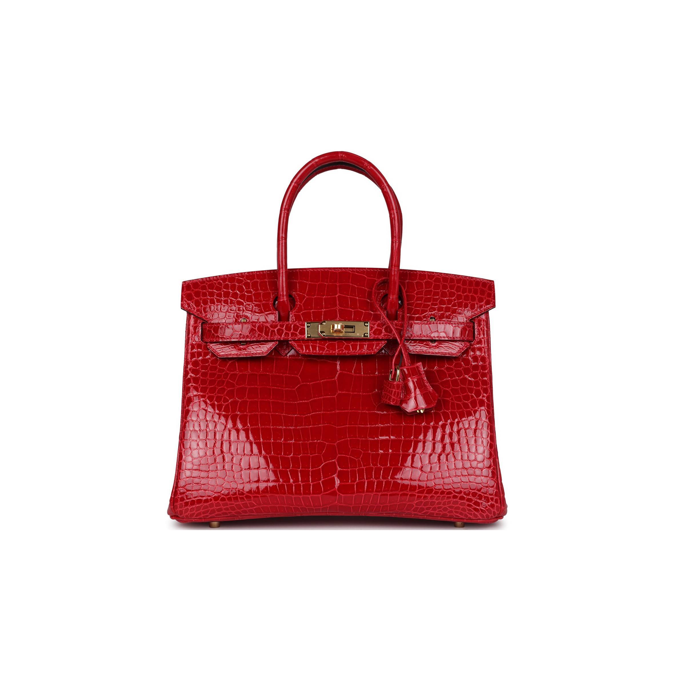 H**mes birkin 30 braise shiny porosus crocodile gold hardware (30*22*16cm)